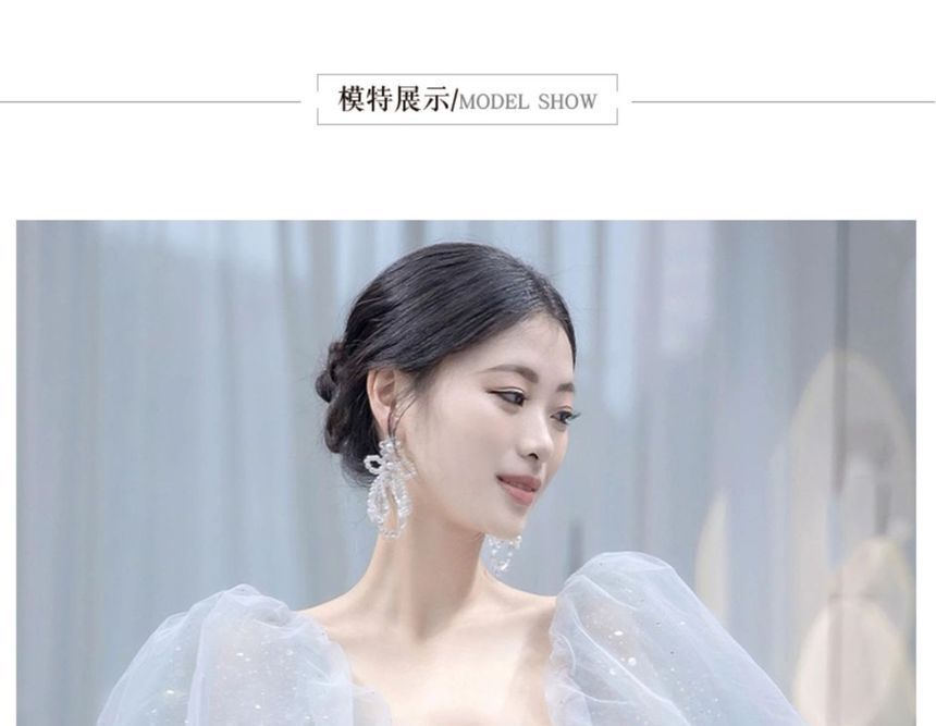 Gown Glitter Square-Neck A-Line Evening