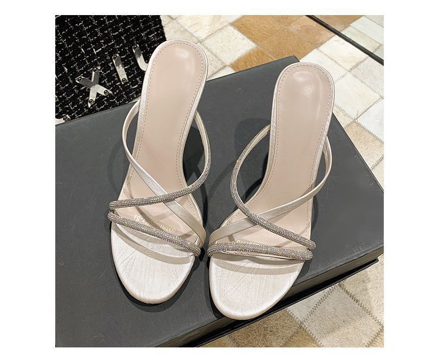 Stiletto-Heel Sandals Slide Rhinestone