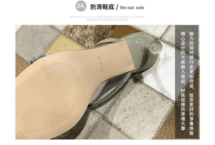 Stiletto-Heel Sandals Slide Rhinestone