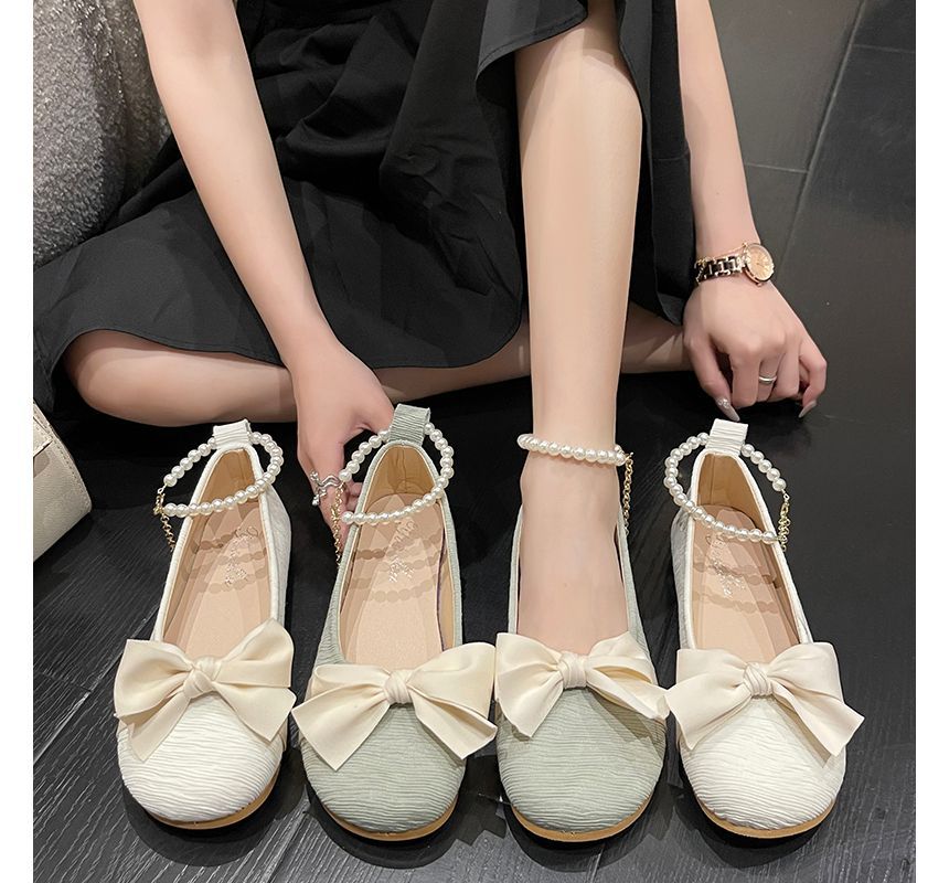 Pearl Flats Faux Bow