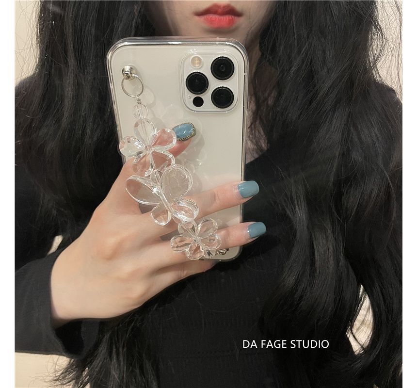 Case Chain Transparent Flower Phone