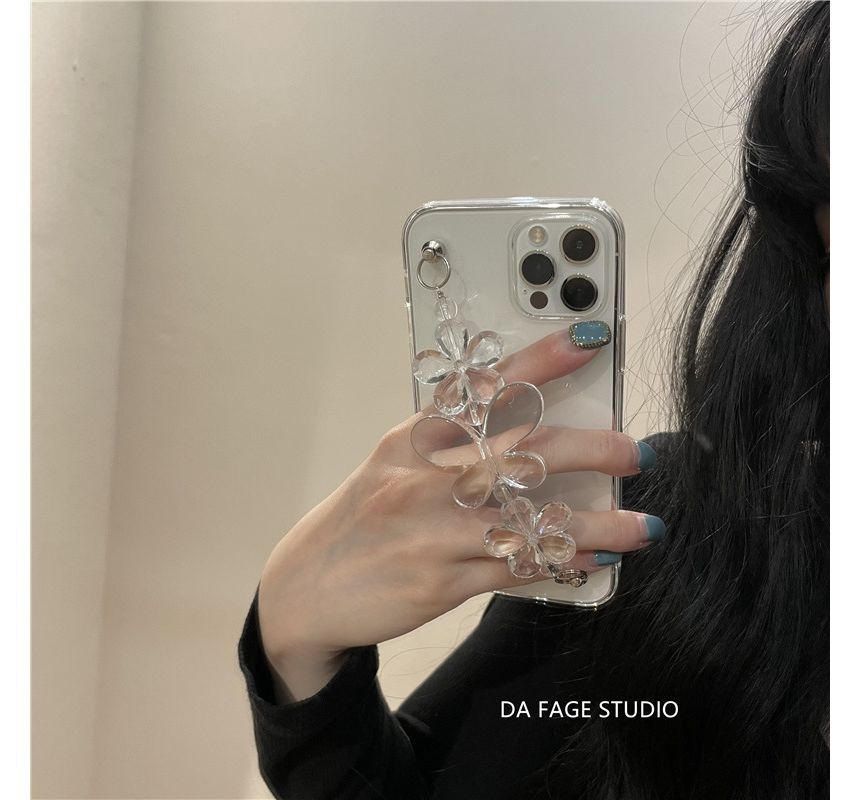 Case Chain Transparent Flower Phone