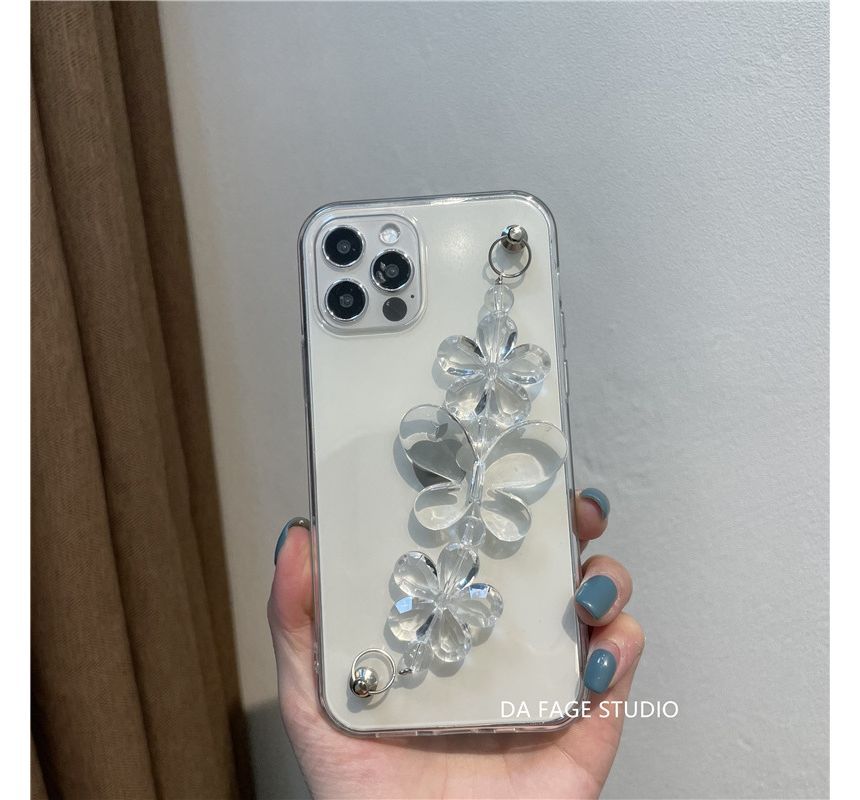 Case Chain Transparent Flower Phone