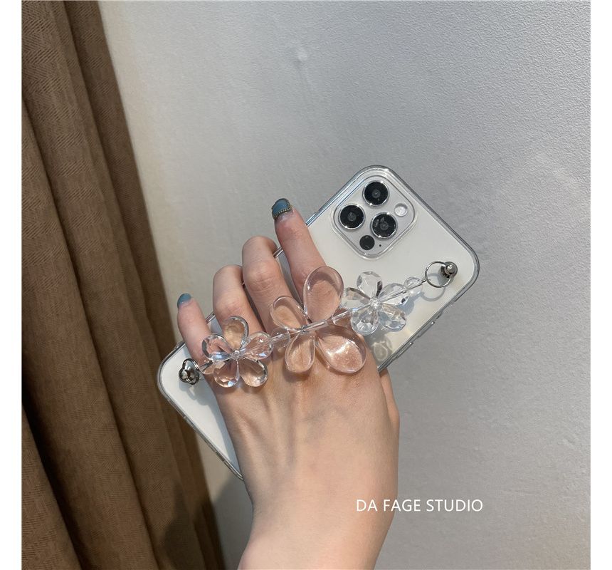 Case Chain Transparent Flower Phone