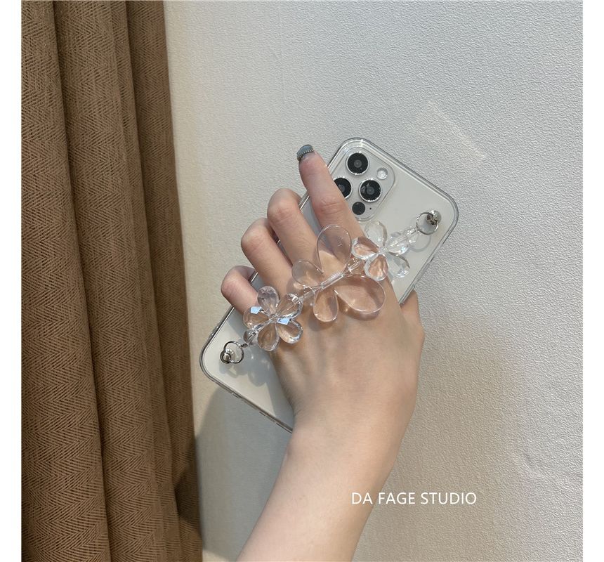 Case Chain Transparent Flower Phone