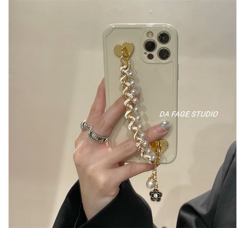 Case Chain Faux Phone Flower Pearl