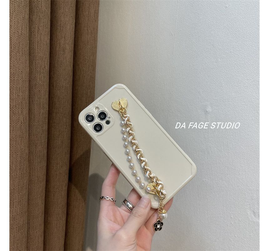 Case Chain Faux Phone Flower Pearl
