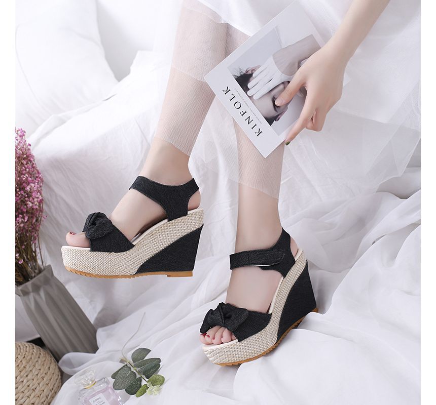 Denim Sandals Wedge-Heel Platform