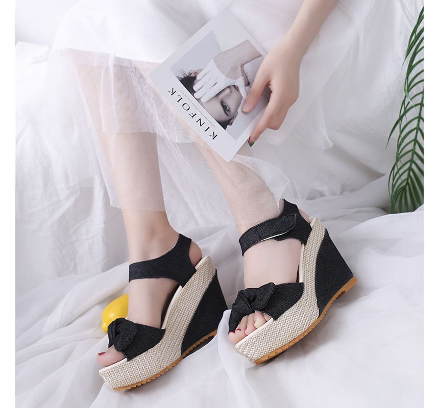 Denim Sandals Wedge-Heel Platform