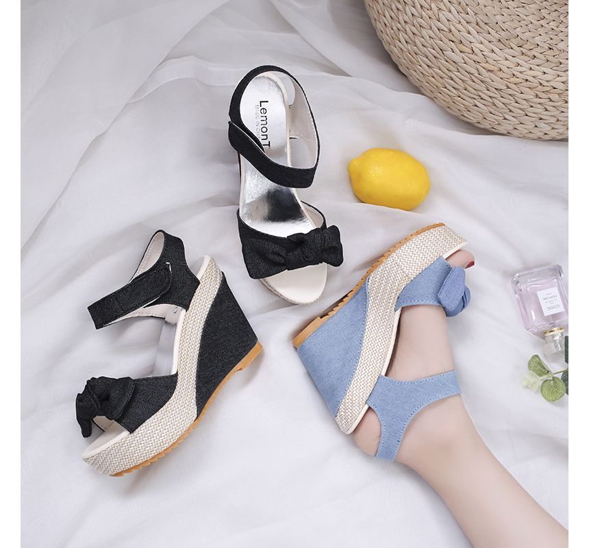 Denim Sandals Wedge-Heel Platform