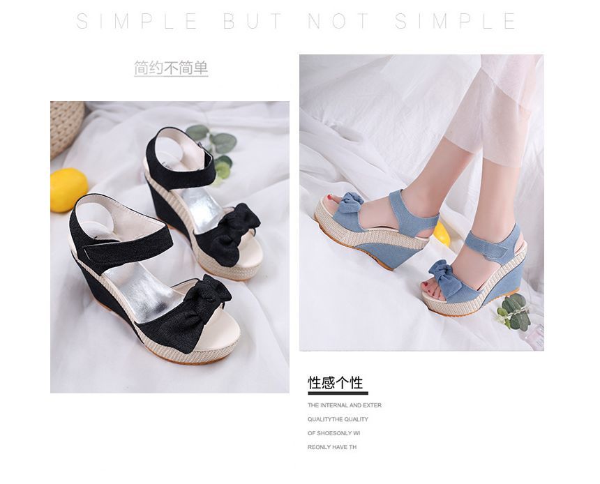 Denim Sandals Wedge-Heel Platform