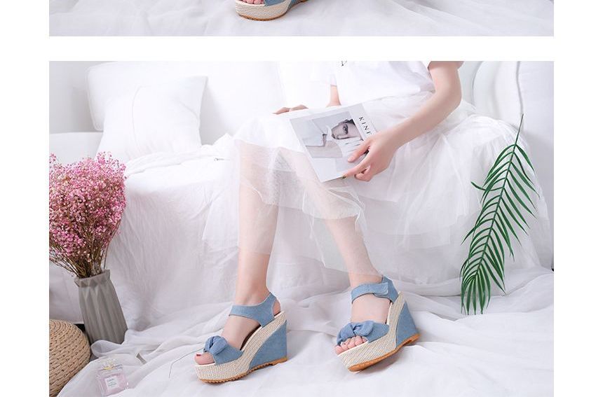 Denim Sandals Wedge-Heel Platform