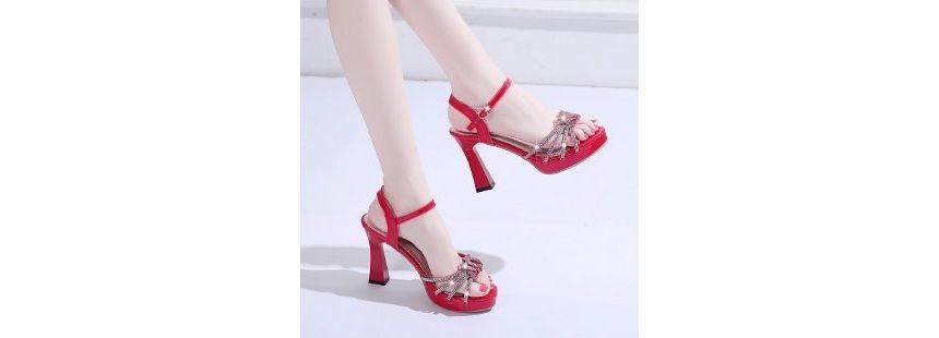 Platform Rhinestone Sandals Chunky-Heel