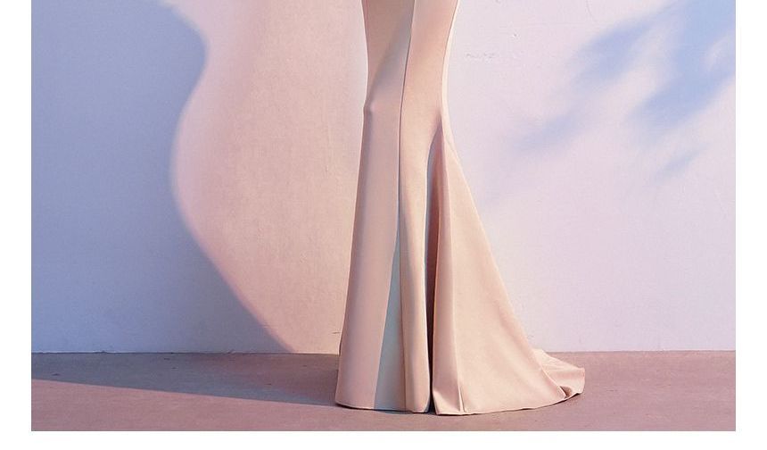 V-Neck Lace Gown Mermaid Long-Sleeve Evening