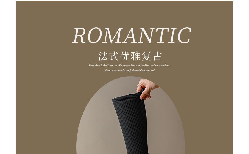 Heel Tall Boots Block Knit