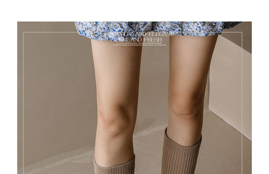 Heel Tall Boots Block Knit