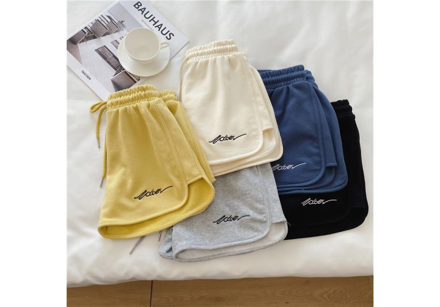 Waist Lettering Elastic Sweatshorts