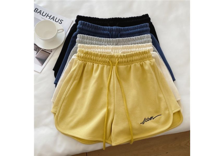 Waist Lettering Elastic Sweatshorts