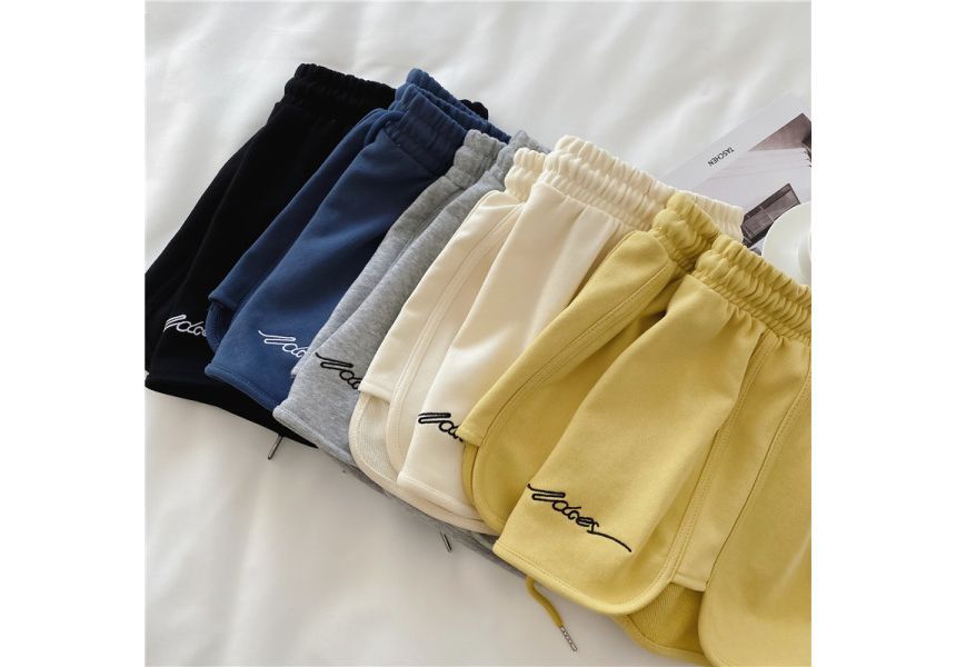 Waist Lettering Elastic Sweatshorts