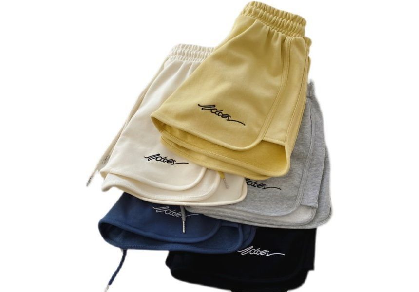 Waist Lettering Elastic Sweatshorts
