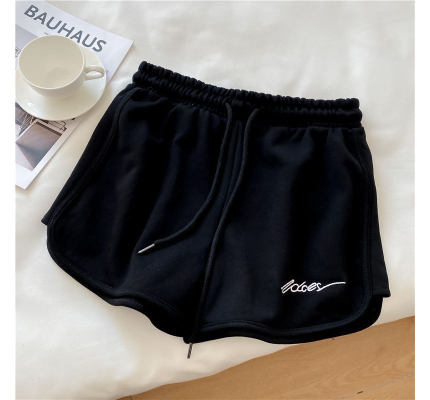 Waist Lettering Elastic Sweatshorts