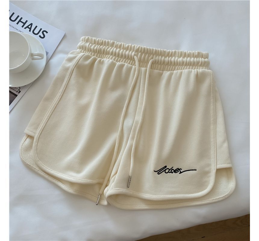 Waist Lettering Elastic Sweatshorts