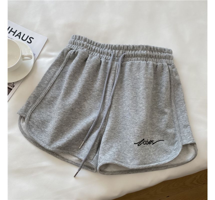 Waist Lettering Elastic Sweatshorts