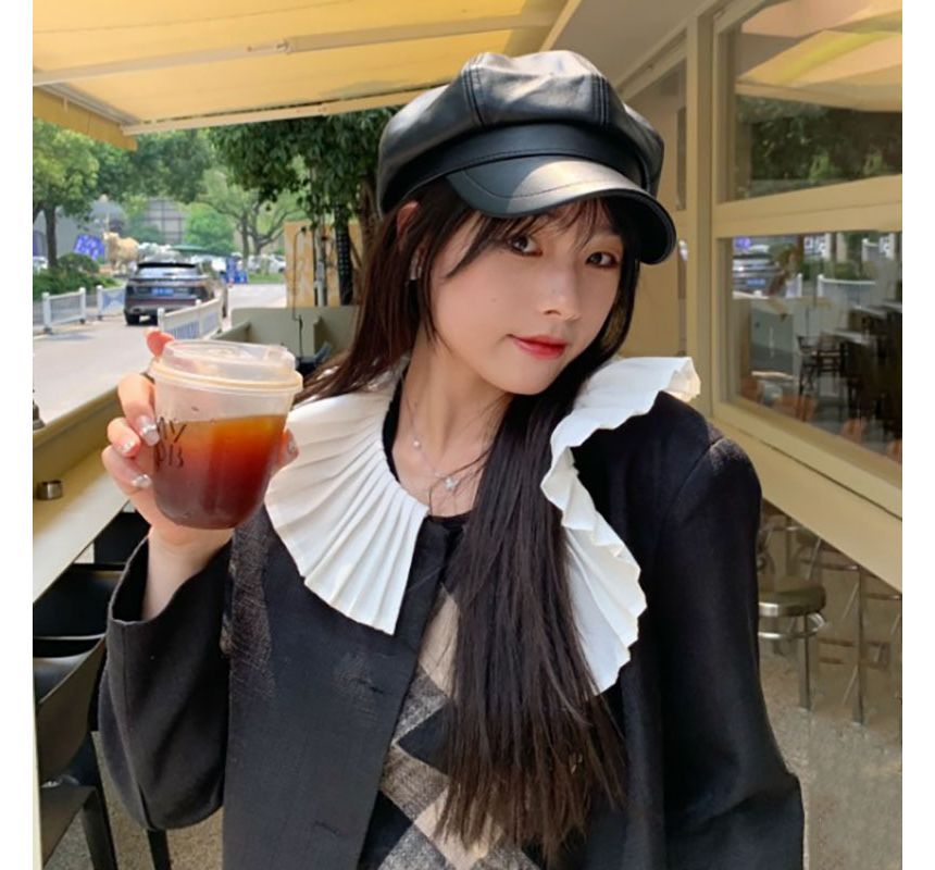 Leather Newsboy Faux Cap