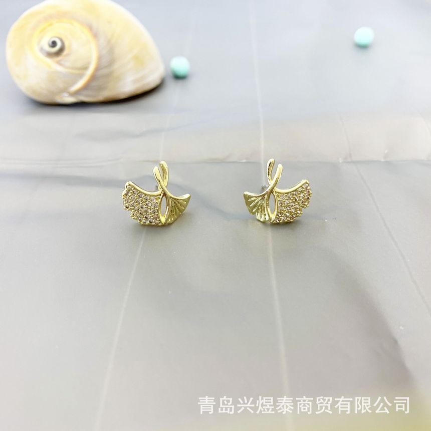 Leaf Rhinestone Alloy Earring