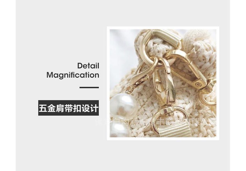 Woven Bucket Bag Pearl Faux Strap