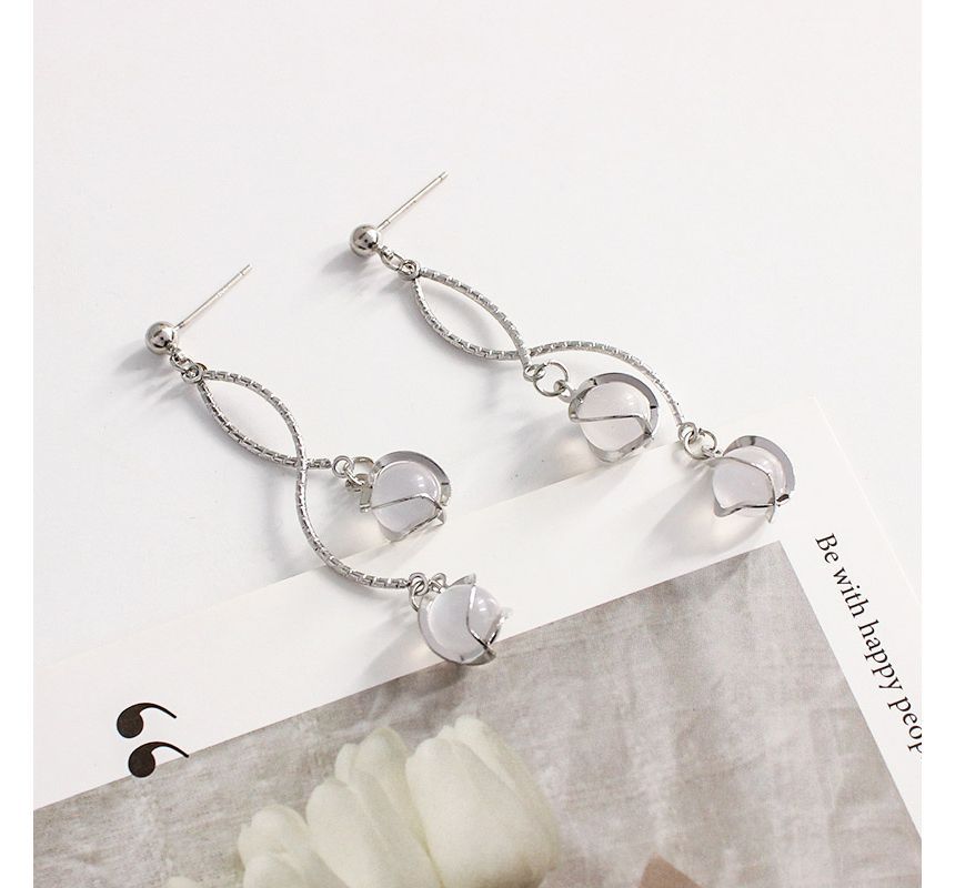 Cat Alloy Eye Stone Faux Earring Fringed