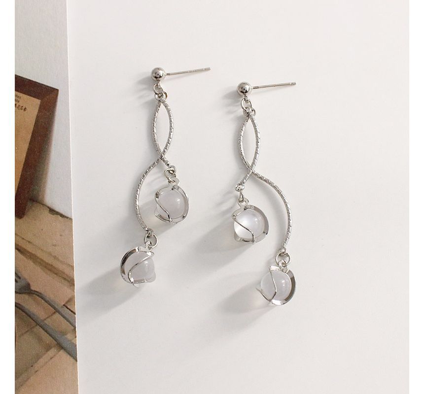 Cat Alloy Eye Stone Faux Earring Fringed