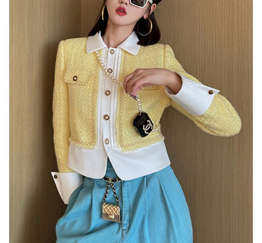 Tweed Sequined Button-Up Jacket