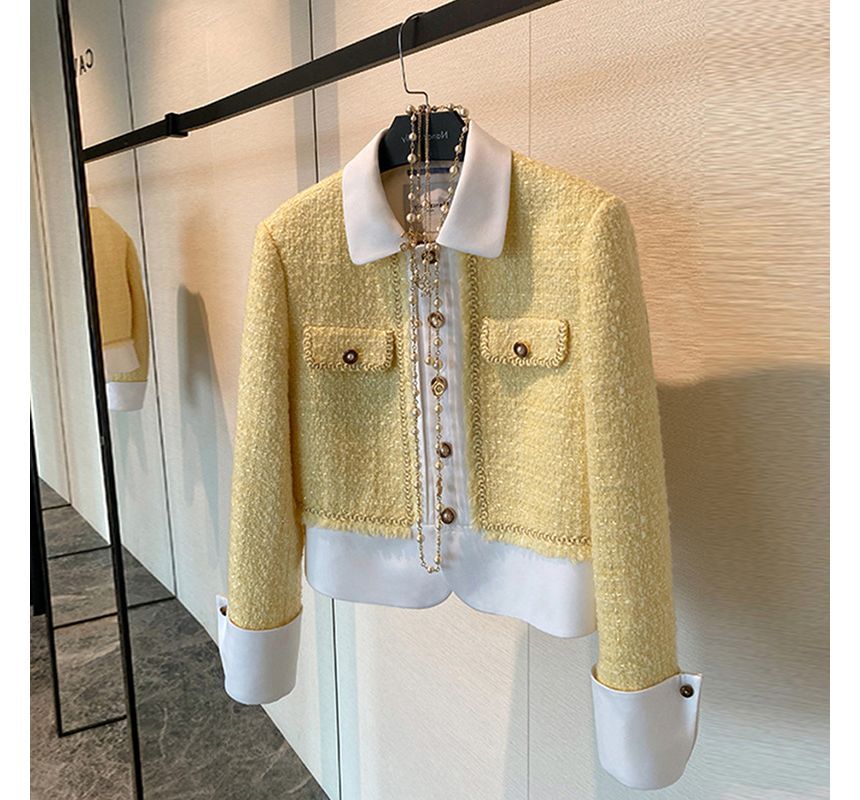 Tweed Sequined Button-Up Jacket