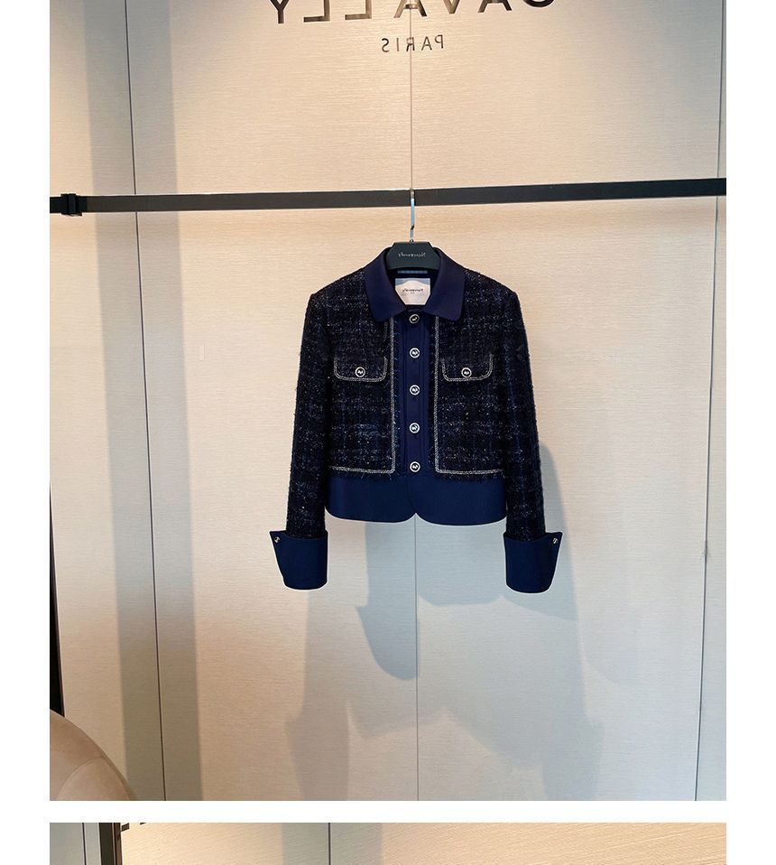 Tweed Sequined Button-Up Jacket