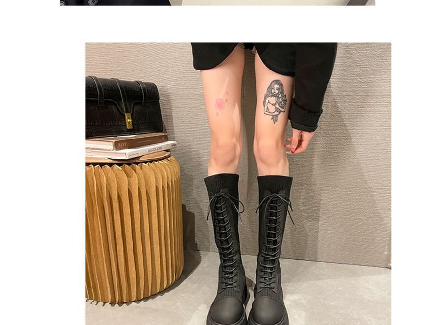 Platform Lace-Up Tall Boots Sock