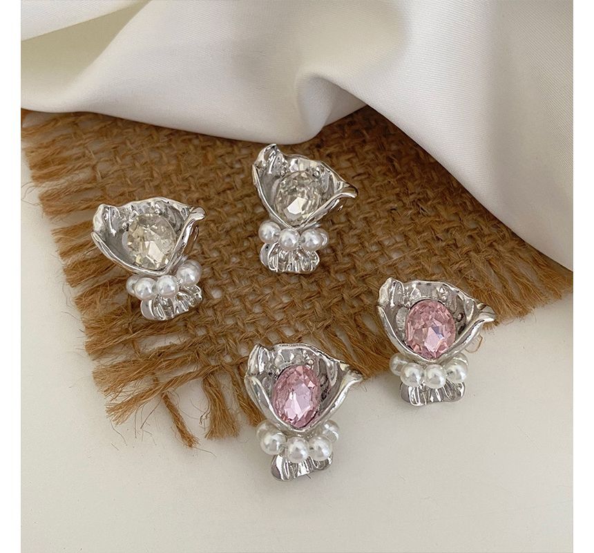 Flower Rhinestone Alloy Earring