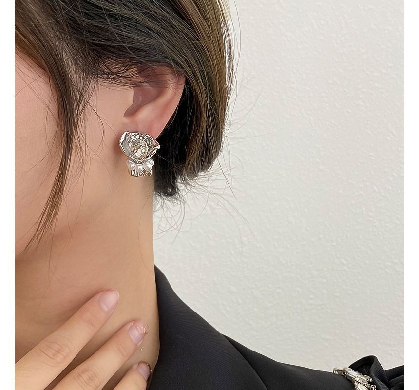 Flower Rhinestone Alloy Earring
