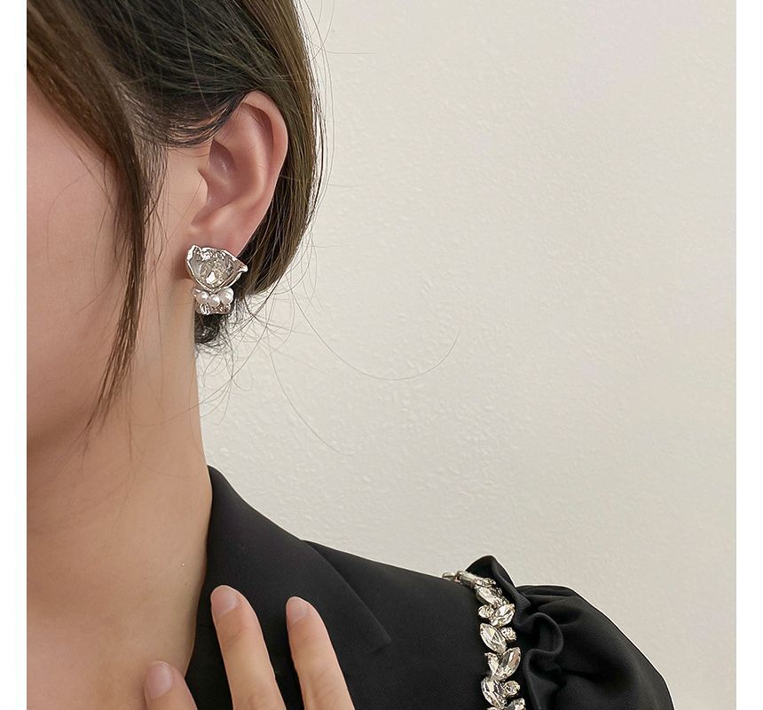Flower Rhinestone Alloy Earring