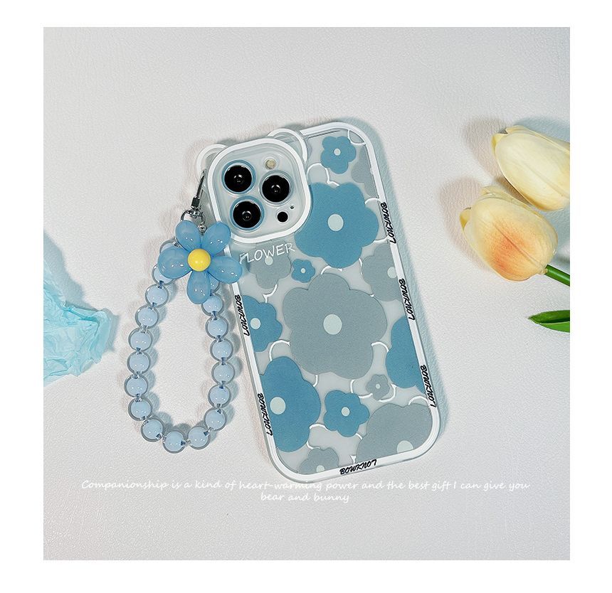 Flower Bead Chain Case Phone Transparent