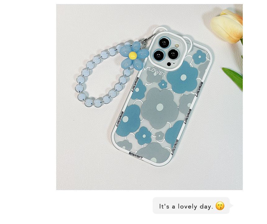 Flower Bead Chain Case Phone Transparent