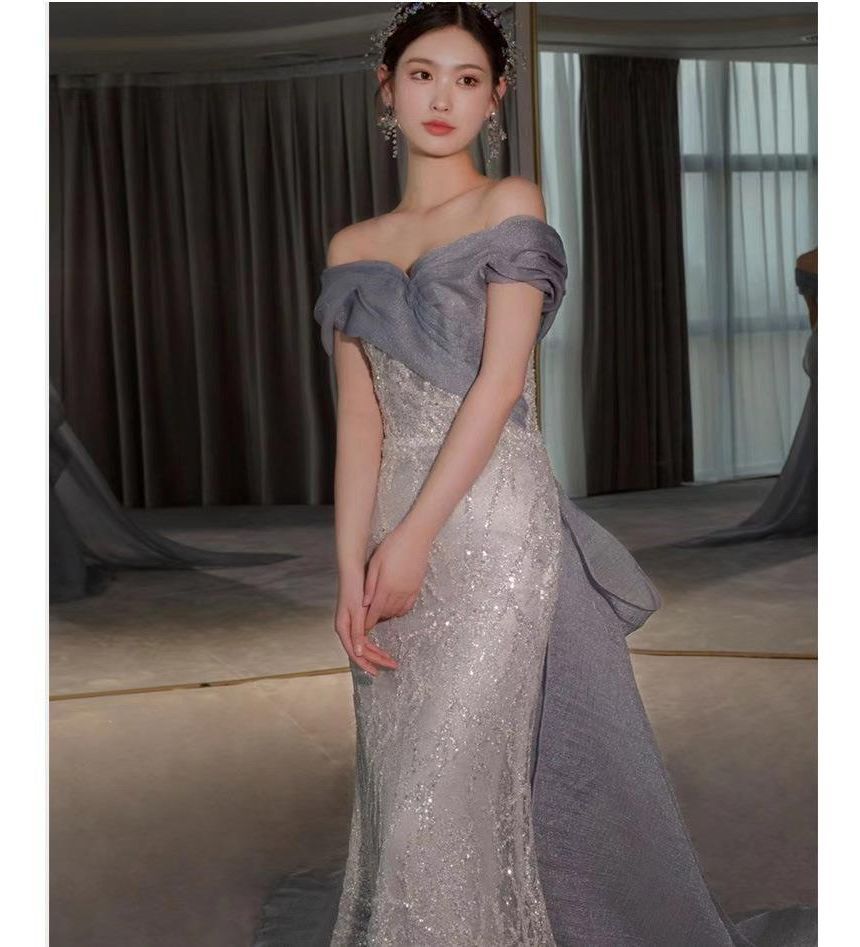 Paneled Lace Gown Evening Off-Shoulder Mermaid