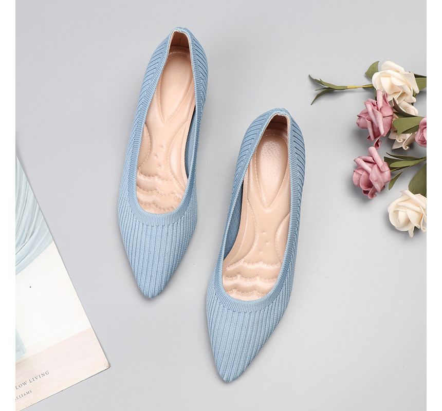 Knit Wedge Pumps Pointy-Toe Heel