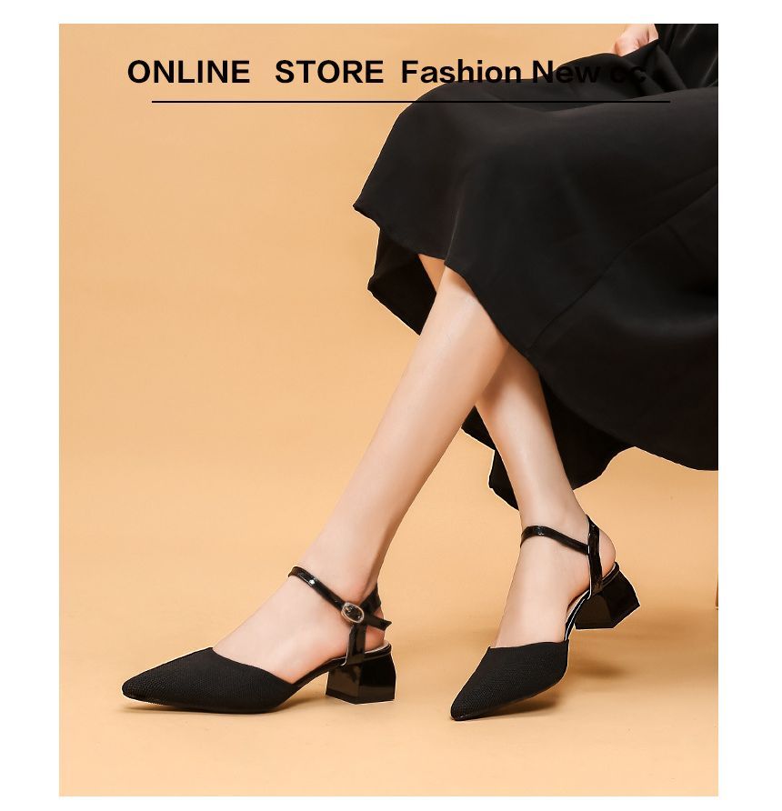 Sandals Pointy-Toe Strap Heel Ankle Chunky