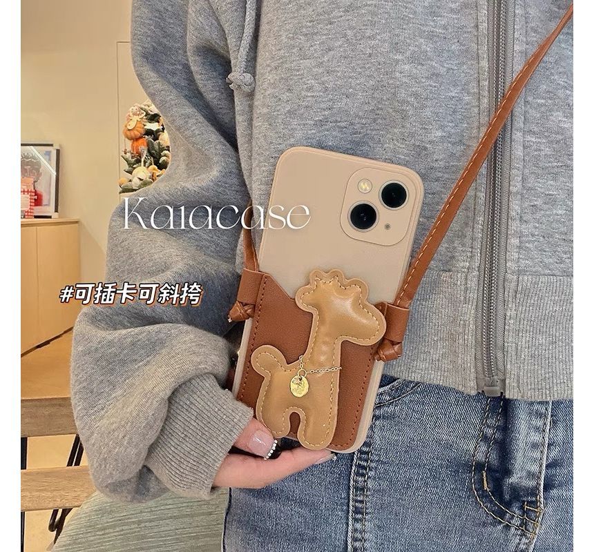 Phone Crossbody Giraffe Faux Pearl Strap Case