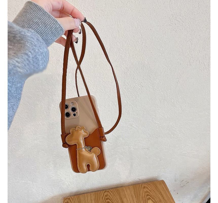 Phone Crossbody Giraffe Faux Pearl Strap Case