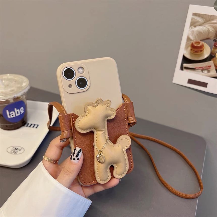 Phone Crossbody Giraffe Faux Pearl Strap Case