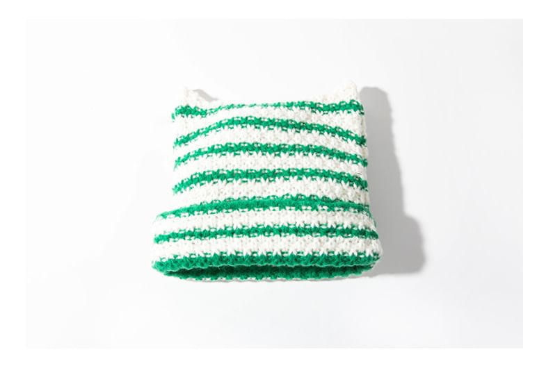 Striped Knit Beanie Cat Ear