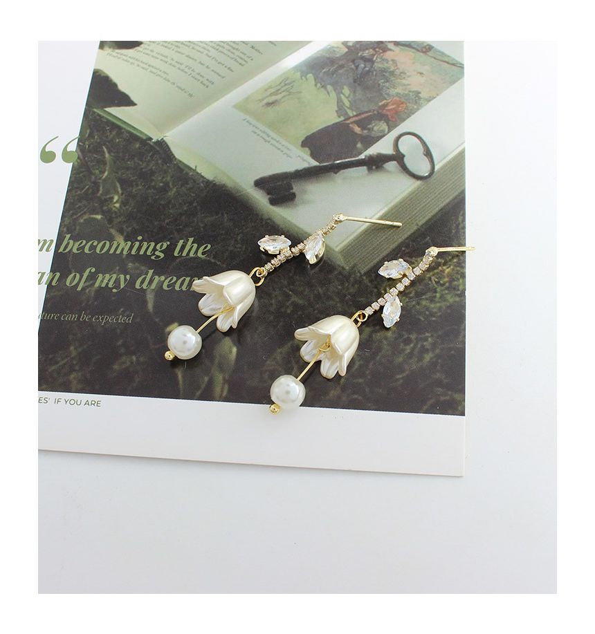 Tulip Earring Dangle Alloy Rhinestone