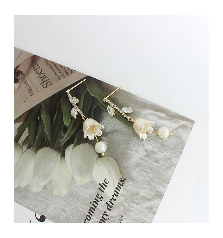 Tulip Earring Dangle Alloy Rhinestone